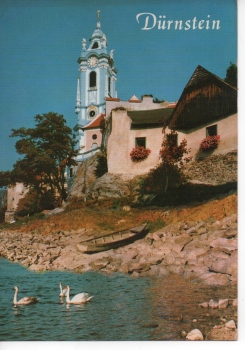 Ansichtskarte Dürnstein, Wachau - "Malerwinkel" am Donauufer mit dem Turm der Stiftskirche